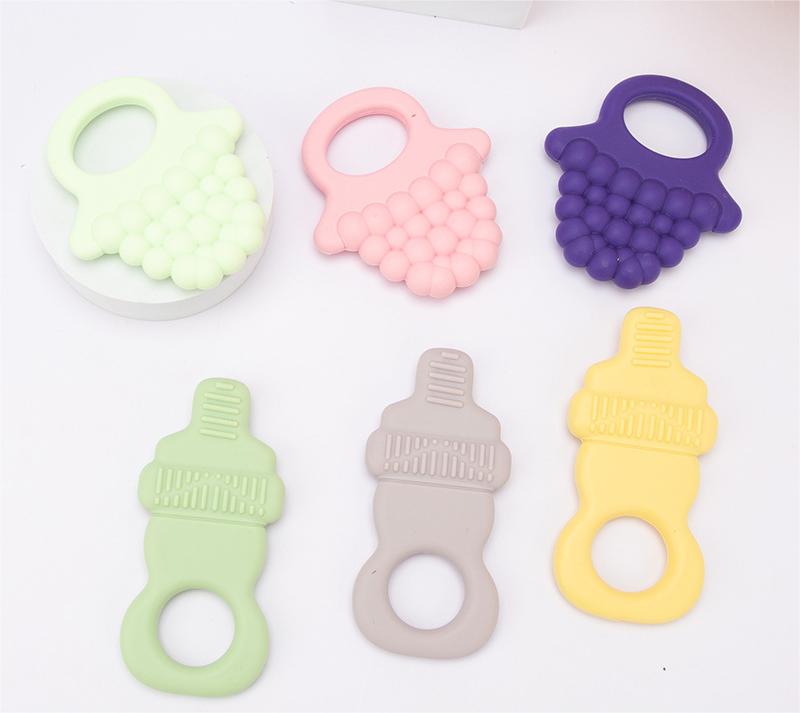 Food-Grade Silicone Teether — Grape & Bottle Shapes