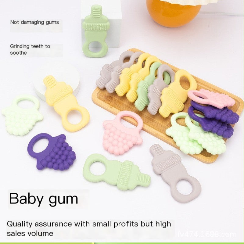 Food-Grade Silicone Teether — Grape & Bottle Shapes