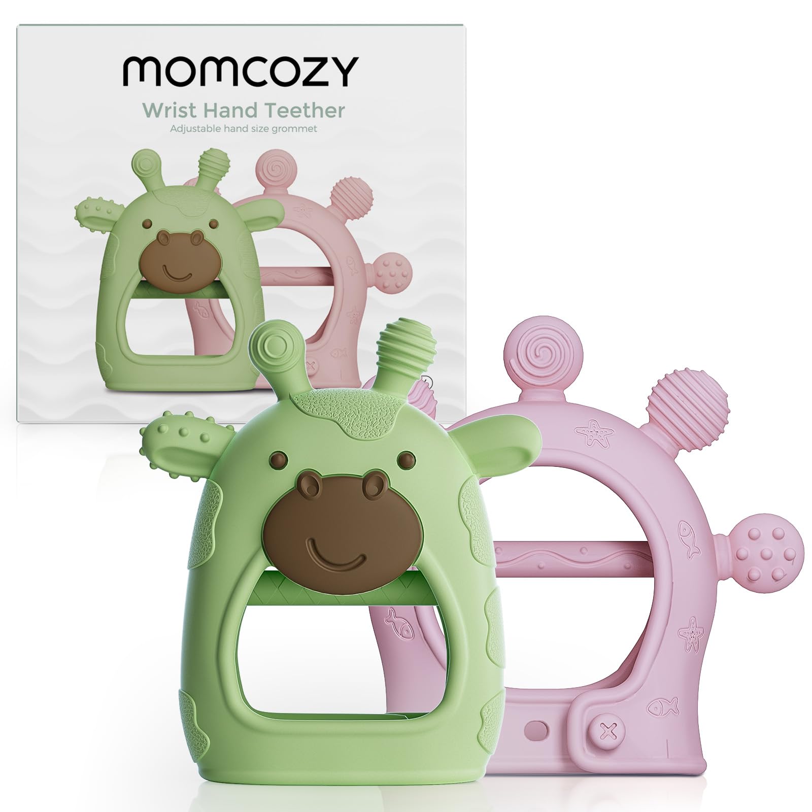 Silicone Baby Teether Set — 2 Pack with Adjustable Wristband