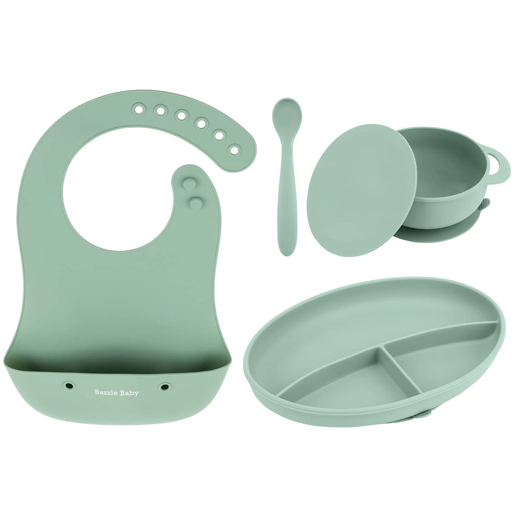 Premium Silicone Feeding Set — Roll-Up Bib, Suction Plate & Bowl