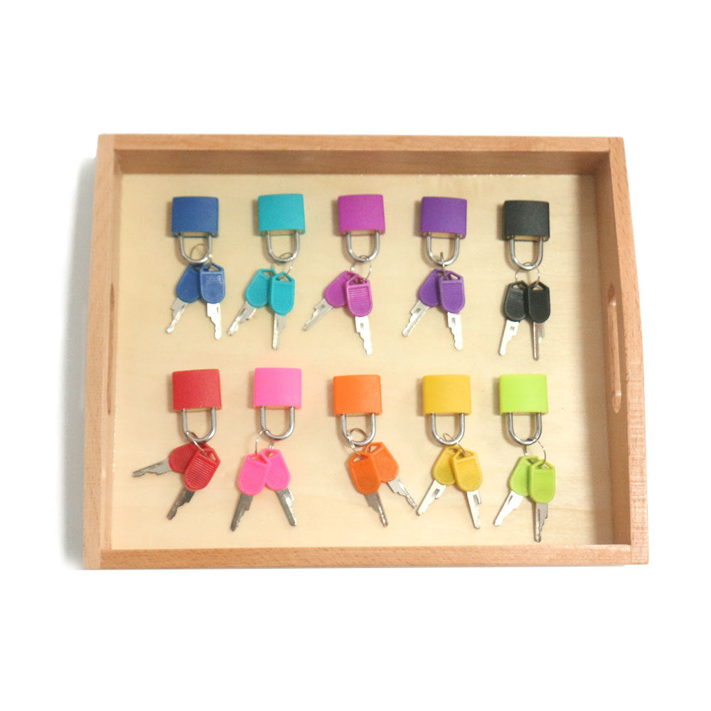 Montessori Key Lock Board — Beech Wood Sensory Toy