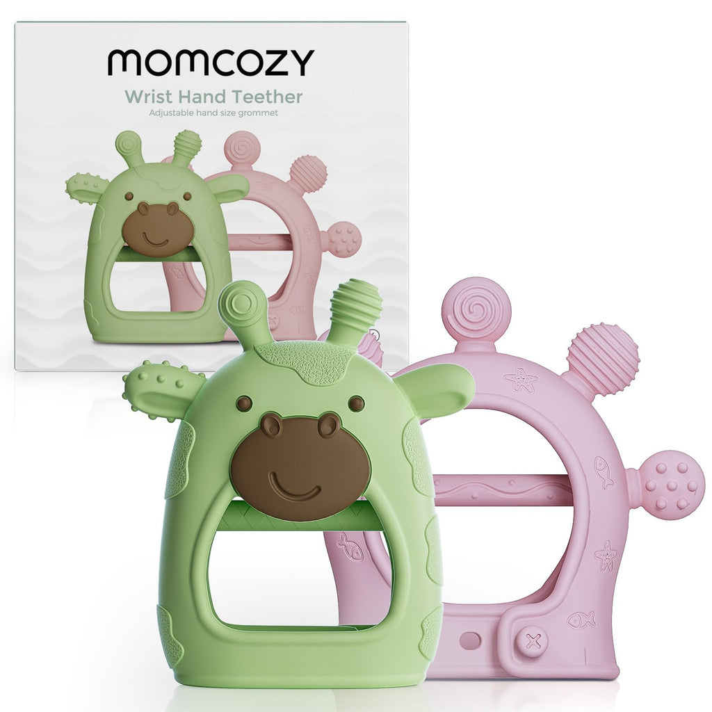 Silicone Baby Teether Set — 2 Pack with Adjustable Wristband