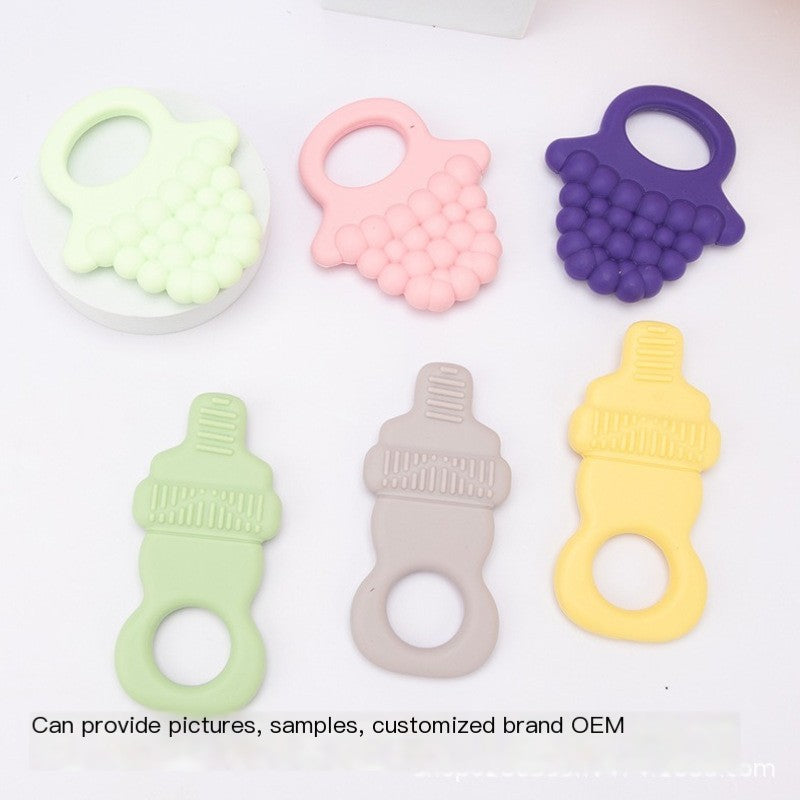 Food-Grade Silicone Teether — Grape & Bottle Shapes